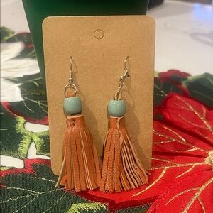 NWT Amsterdam Heritage fringe, leather earrings.